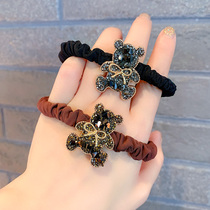 Little Bear Smiley Face Rhinestone Head Rope Women 2021 New Hair Holster Temperament Hairband Advanced Sense Headwear Leather Band