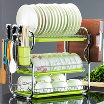 (Send knife rack chopstick tube)Dish rack Drain bowl rack storage rack supplies Kitchen shelf Chopstick storage box