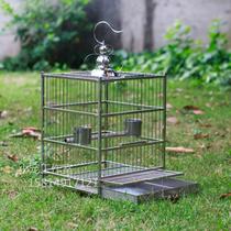 Stainless steel brother-sighed parrot embroidered eyebrow-shaped dual-use bird cage bathing large-scale cooling cage