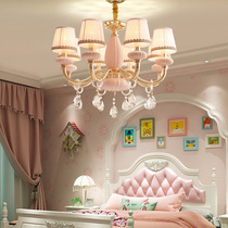 Childrens room lights warm and romantic pink princess girl wedding room bedroom lights Restaurant net red light luxury European style crystal chandelier