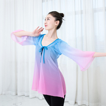 Classical dance practice clothes gauze clothes body rhyme clothes womens elegant mesh gradient tops body clothes Chinese dance clothes