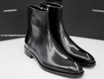 G FOR INNERTHOUGHT ITALIAN LEATHER ZIPPER CHELSEA SMALL SQUARE HEAD