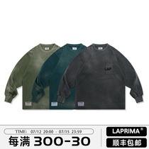 LAPRIMA Lap POCKET LS TEE Wax Dye Zapping Pocket Spray Long Sleeve T-Shirt 20AW Loose