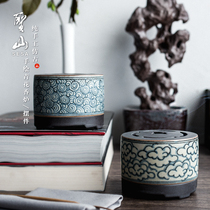 Shengshan antique ceramic incense burner ornaments hand-painted blue and white tea ceremony incense burner incense living room study ceramic tower incense burner