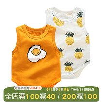 Female Baby Conjoined Clothes Woman Baby Thin summer clothes Summer Newborn Suit Triangle Khaclothes Bag Fart No Sleeves