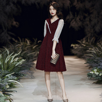 Toast bride pregnant women belly 2021 new wine red high waisted dress skirt usually wear large size fat mm