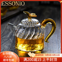ESSONIO Japanese high temperature resistant glass bubble teapot household transparent filter tea pot candle base set