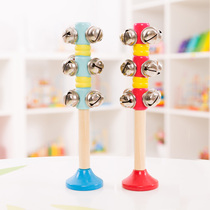 Fukido wooden hand bell baby children kindergarten string string instrument boys and girls baby wooden toy Bell