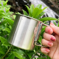 Mountaineering buckle Cup 304 stainless steel camping mug mug outdoor folding sports Cup picnic kitchen cooker