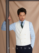 CULTUM slim-fit green fruit collar double-row gentleman suit suit vest business British style Korean version of the white vest trend