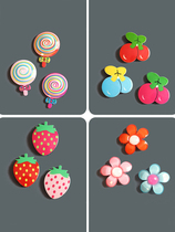 langboer acrylic simple bangs fruit flowers magic stickers headwear children hair accessories cute