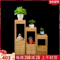 Shen carving bamboo Chinese furniture accessories placed antique rack with lockers tea rack shelf antique bookcase