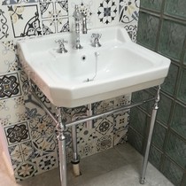 Butterfly pottery new bathroom floor-standing pure copper bracket basin British classical style traditional retro chrome-plated wash basin