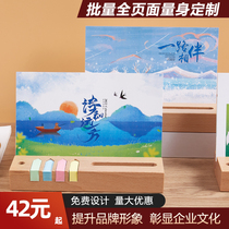 Solid wood desk calendar 2022 creative hipster desktop desk calendar wooden postcard custom logo printing