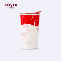COSTA mug wish Christmas double ceramic cup girl Net red water cup gift box with lid coffee cup