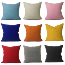 Model room Simple modern minimalist personality pillow Sofa Cotton and linen plain pillow Knitted pillow bag Blue square pillow