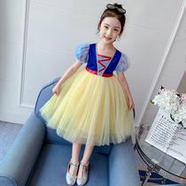 Girls Princess Dress Fairy Shirt Dress Summer 2021 New Children Short Sleeve Skirt Girls Snow White Dress