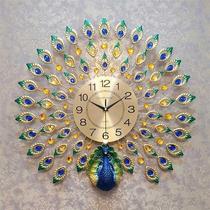 In-store Peacock Art Watch Decoration Decoration Table Ground Silent New Chinese Seat Clock Whole Point Crystal Full Diamond Hanging Bell