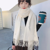 Korean autumn and winter New imitation cashmere Christmas scarf shawl deer dragonfly embroidery Joker student Lady bib