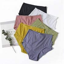 Mi Erjia threaded cotton high-waisted briefs comfortable sweat-absorbing breathable retro waist-raising panties