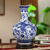 Jingdezhen ceramic antique blue and white porcelain dragon pattern vase home accessories modern crafts living room ornaments