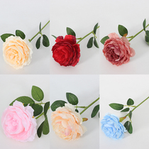 New single-branch emulated foreign peony floral bouquet Fake Flowers Shop Window Decoration Wedding Stage Background Dress Up and Fancy Crafts