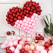 Wedding pink balloon decoration Romantic wedding birthday party scene layout male and female wedding room net red balloon