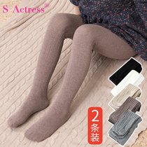Childrens pantyhose plus velvet spring and autumn childrens leggings girls thick white dance socks baby practice socks
