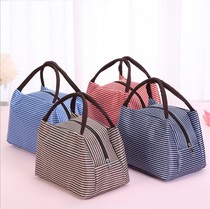 Fashion striped cold insulation bag thick aluminum foil lunch bag student portable waterproof lunch bag