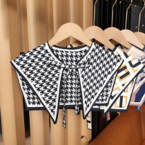 New houndstooth tether shoulder shawl womens false collar air-conditioned room vest shoulder decoration with neck guard knotted scarf