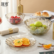 Crystal glass fruit plate living room home modern creative Net red fruit basket Nordic style fruit plate snack plate