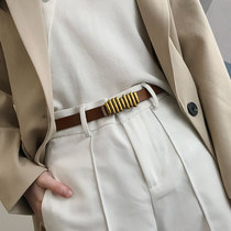 Womens leather leather 2021 new pure cowhide belt womens jeans fashion Joker waist seal free of holes