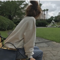 Spot South Korea sienn * bout*que the same spring solid color embroidered exquisite sweater