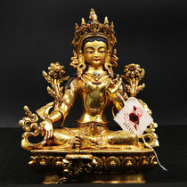 Tibetan Buddhism Nepal copper gilt tantric Buddha statue Green Buddha statue 7 inch