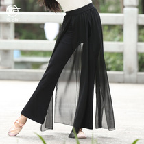 2020 new classical dance petal skirt pants elegant chiffon pants exercise pants White dance pants square dance pants