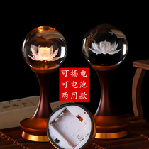 Yuantong Buddha with crystal lotus lamp Buddha supply lamp plug-in battery household LED lamp Buddha front long light pair