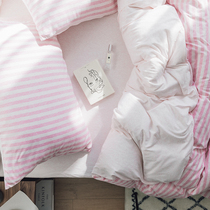 Day-style geranium cotton four pieces of covered pure cotton quilt cover sheet bed hat-knitted cotton 1 8 m double bed 2 m bed goods