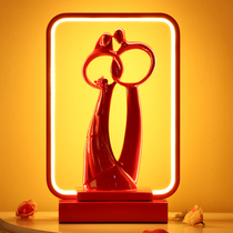 Creative romantic desk lamp bedroom bedside lamp simple modern personality wedding room decoration Changming wedding light warm light