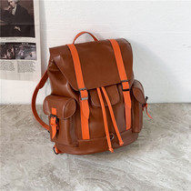 2022 European and American trendy leather boys kits Damp Bag Fashion Mens Double Shoulder Bag Large Capacity Travel Backpack Street Bag