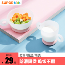 Subor baby feeder children's tableware fork spoon set for babies to eat special bowls can be cooked to prevent falling and ironing