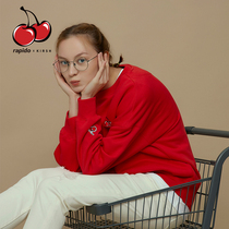 RAPIDO KIRSH joint series THUNDER road autumn and winter women CHERRY velvet off-the-shoulder sweater