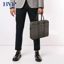 BVP leather mens bag Business briefcase cowhide horizontal handbag computer bag casual mens bag