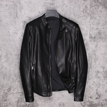 Genuine leather leather clothing short section Imported Tannic Sheep Leather Jacket Middle-aged Men Casual Dress Stand-up Collar Slim Fit Jacket