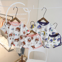 Good goods Pure cotton short sleeved sister full of Indian home clothes Korean baby 2023 new outer wear suit