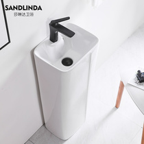 Small simple column washbasin ceramic wash basin Basin Integrated floor standing small apartment balcony washbasin