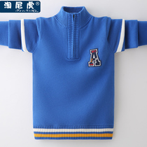 Boys turtleneck sweater 2021 Autumn Winter childrens clothing cotton plus velvet padded pullover