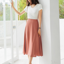 Chiffon skirt medium long female 2021 new summer Korean version high waist thin a-line skirt umbrella skirt wild skirt
