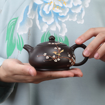 Yixing hand-painted all hand-made purple clay pot Dahongpao West Shi pot kung fu tea ceremony tea maker household tea set ball hole pot