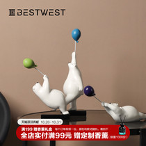 BEST WEST creative balloon bear ornaments home living room bedroom childrens room small polar bear cute decorations