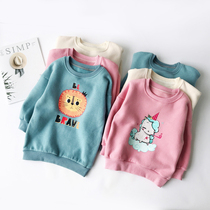 Kindergarten plus velvet Hong Kong girl baby Foreign style sweatshirt long coat Autumn New 2019